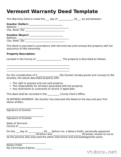 Official  Deed Document for Vermont