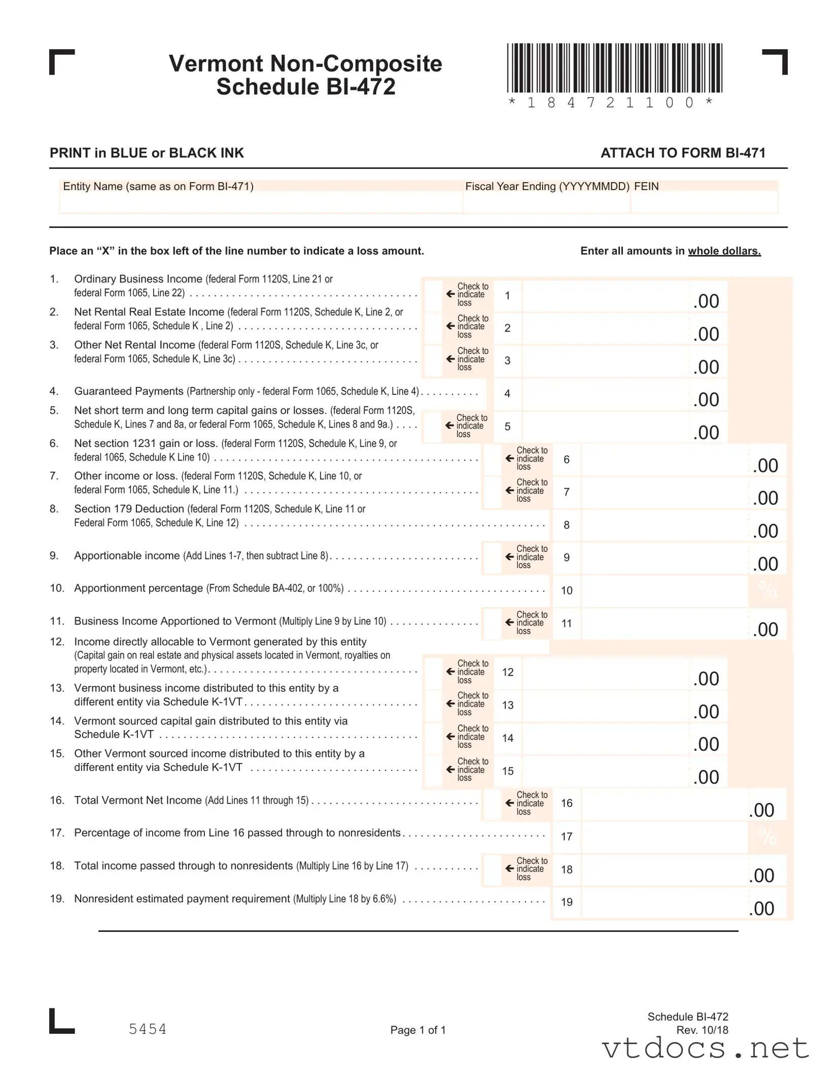 Free Vermont Bi 472 Template