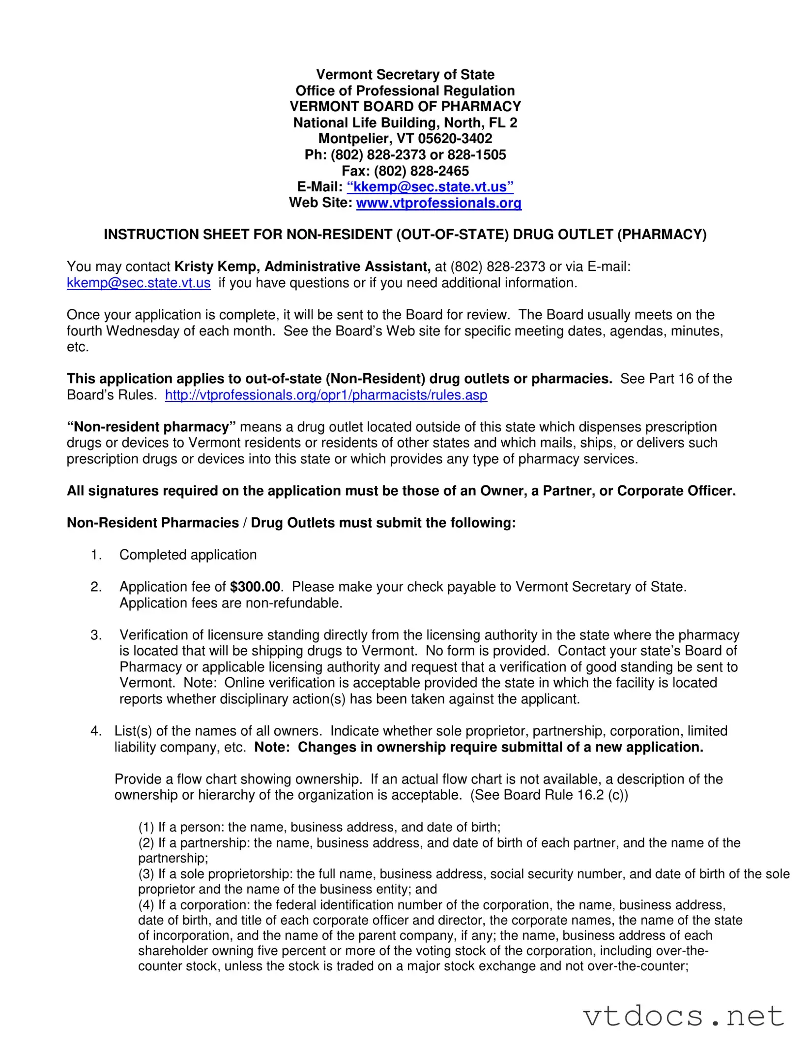 Free Vermont Non Resident Pharmacy Template